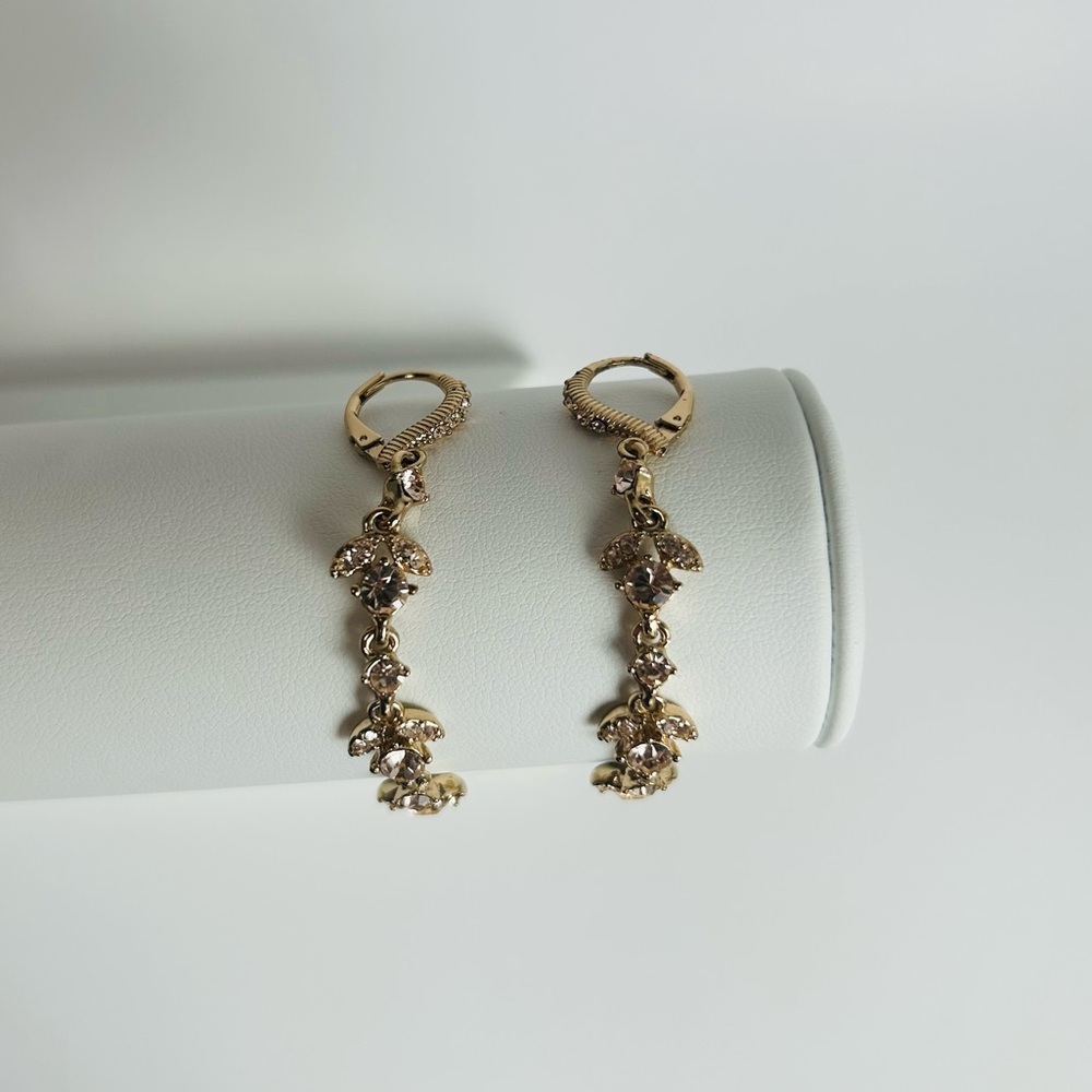 Givenchy Crystal Linear Drop Earrings, Elegant Gold - Picture 3 of 7